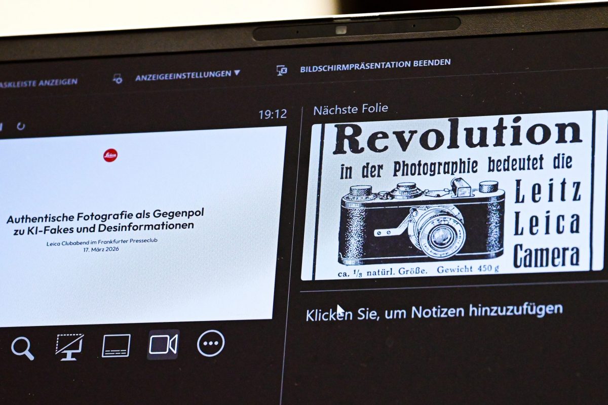 Frankfurt am Main, 17.03.2026, Stadtteil Westend, Ulmenstrasse 20, Frankfurter-Presseclub (FPC). Clubabend: In Zusammenarbeit mit der Leica Camera AG und der Landesgruppe Hessen / Rheinland-Pfalz / Saarland des Bundesverbands der Kommunikatoren „Authentische Fotografie als Gegenpol zu KI-Fakes und Desinformationen“. (c) FOTO: Rainer Rüffer (Rueffer)